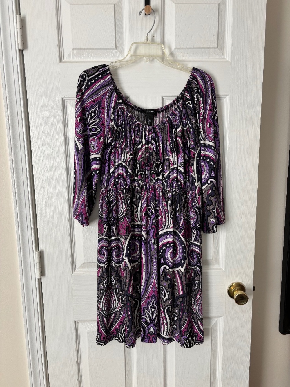 INC International Concepts LG Dress Purple LG Stretchy 3/4 Sleeve